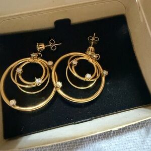 Avon Gold Multi-Hoop Earrings with Crystal Details